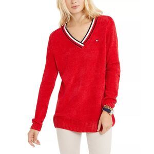 Tommy Hilfiger Medium Chenille Varsity V-Neck Sweater